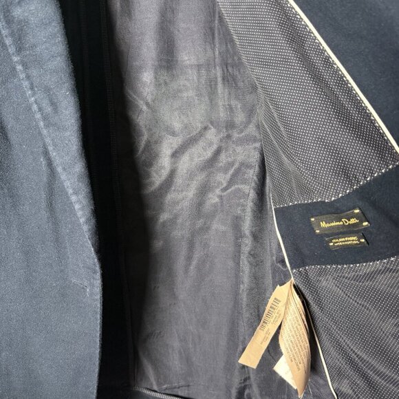 Mossimo Dutti Designer Italian Fabric Blazer with Elbow Patches Navy Sz 12 - Picture 7 of 11